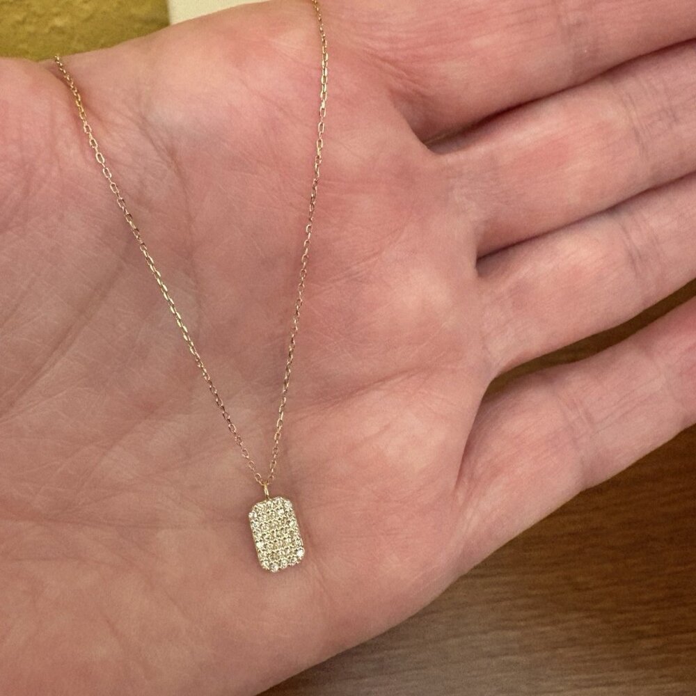 Stone and Strand 14K YG Pave' Diamond Tag Pendant Necklace